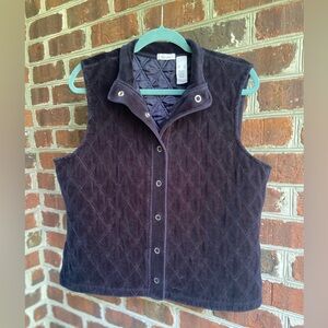 Liz & Co. Women’s Cotton Velour Quilted Navy Vest, Size XL
